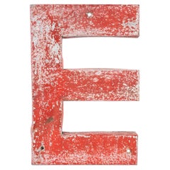1950's Original French Red Zinc Letter - E