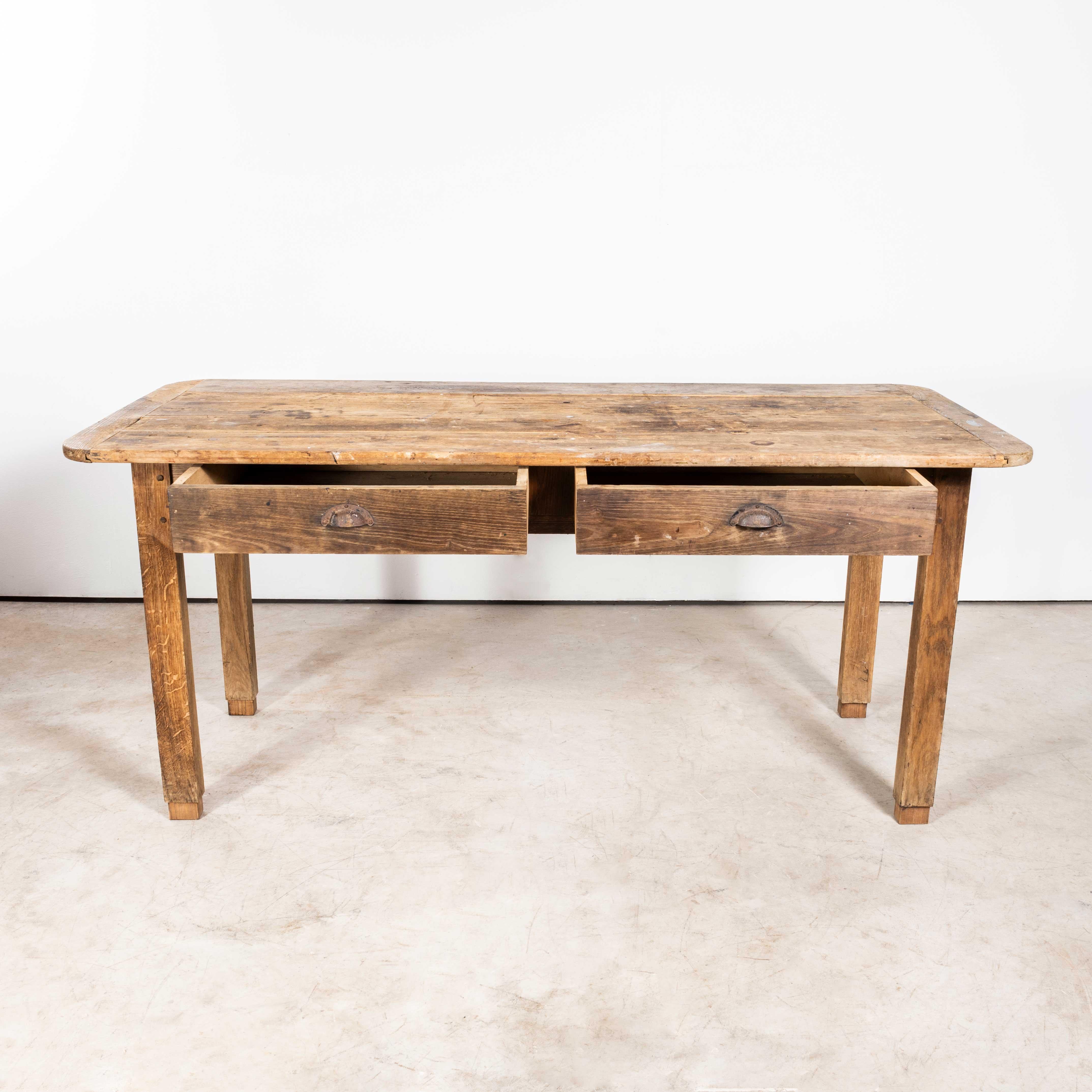 Mid-20th Century 1950's Original French Scrubbed Pine Farmhouse Table