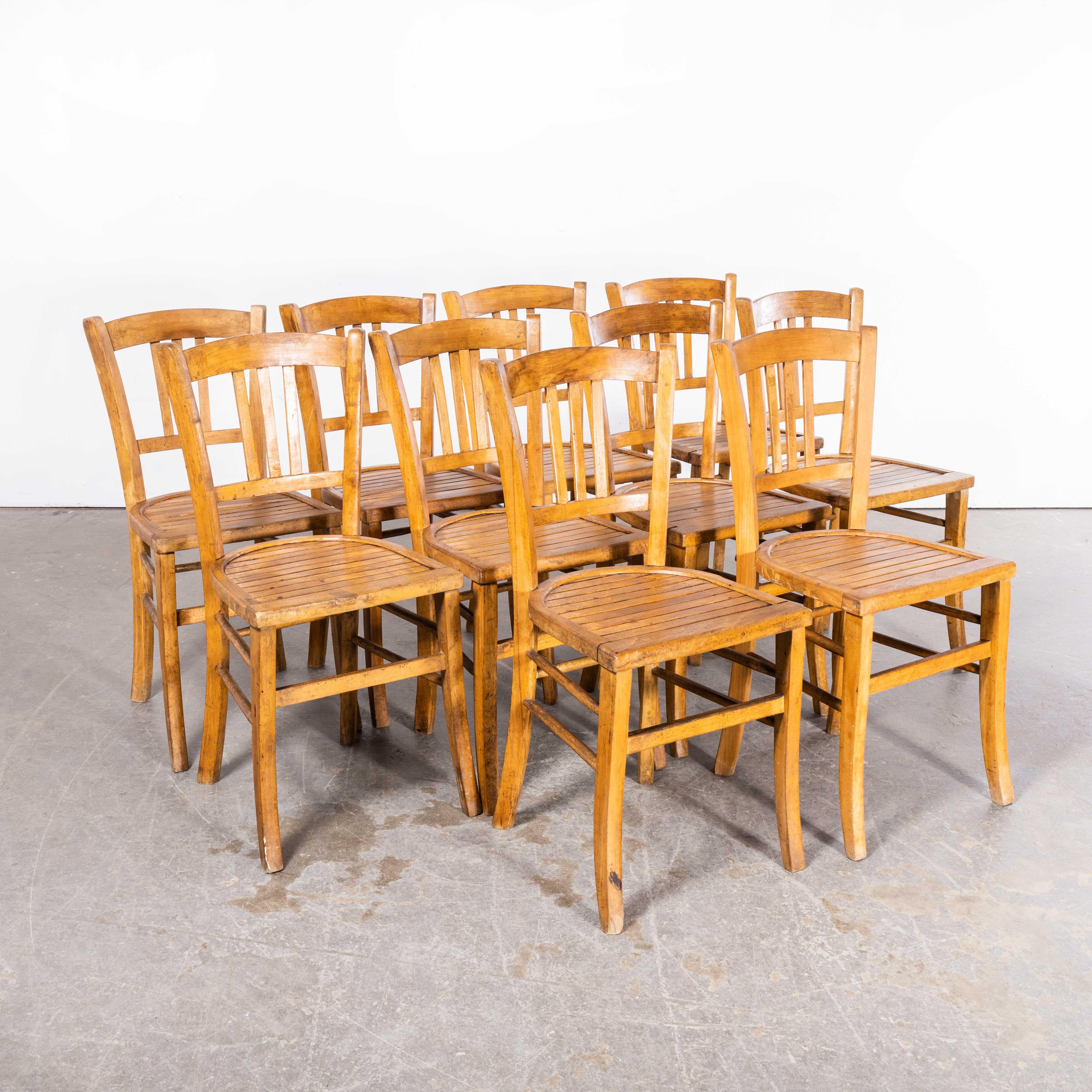 1950's Original French Slatted Farmhouse Chairs From Provence - Set Of Ten For Sale 3