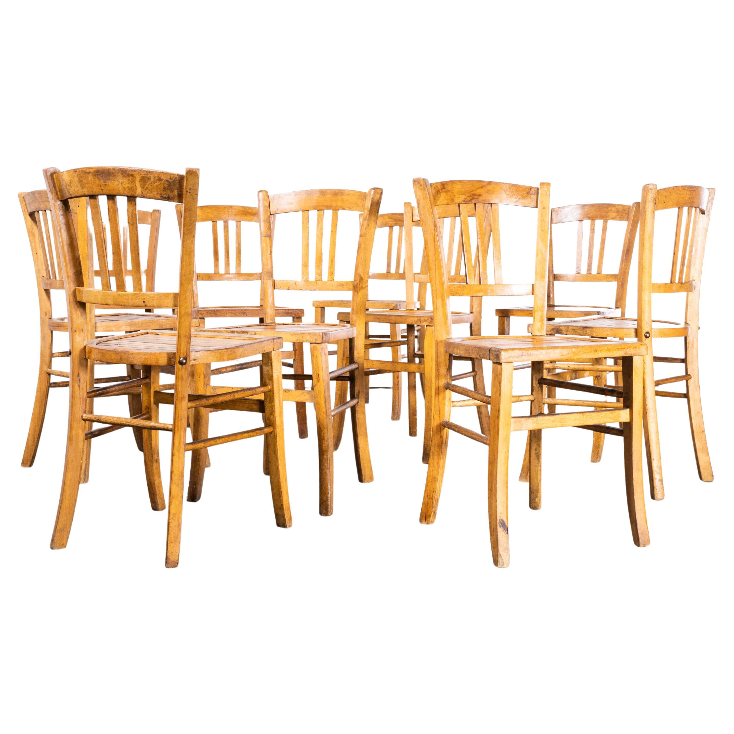 1950's Original French Slatted Farmhouse Chairs From Provence - Set Of Ten For Sale