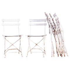 1950's Original French Slatted Folding Garden Chairs - Set Of Six