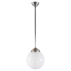 Lampada a sospensione in vetro opalino Tabac originale francese degli anni '50 - Singola (958.11)