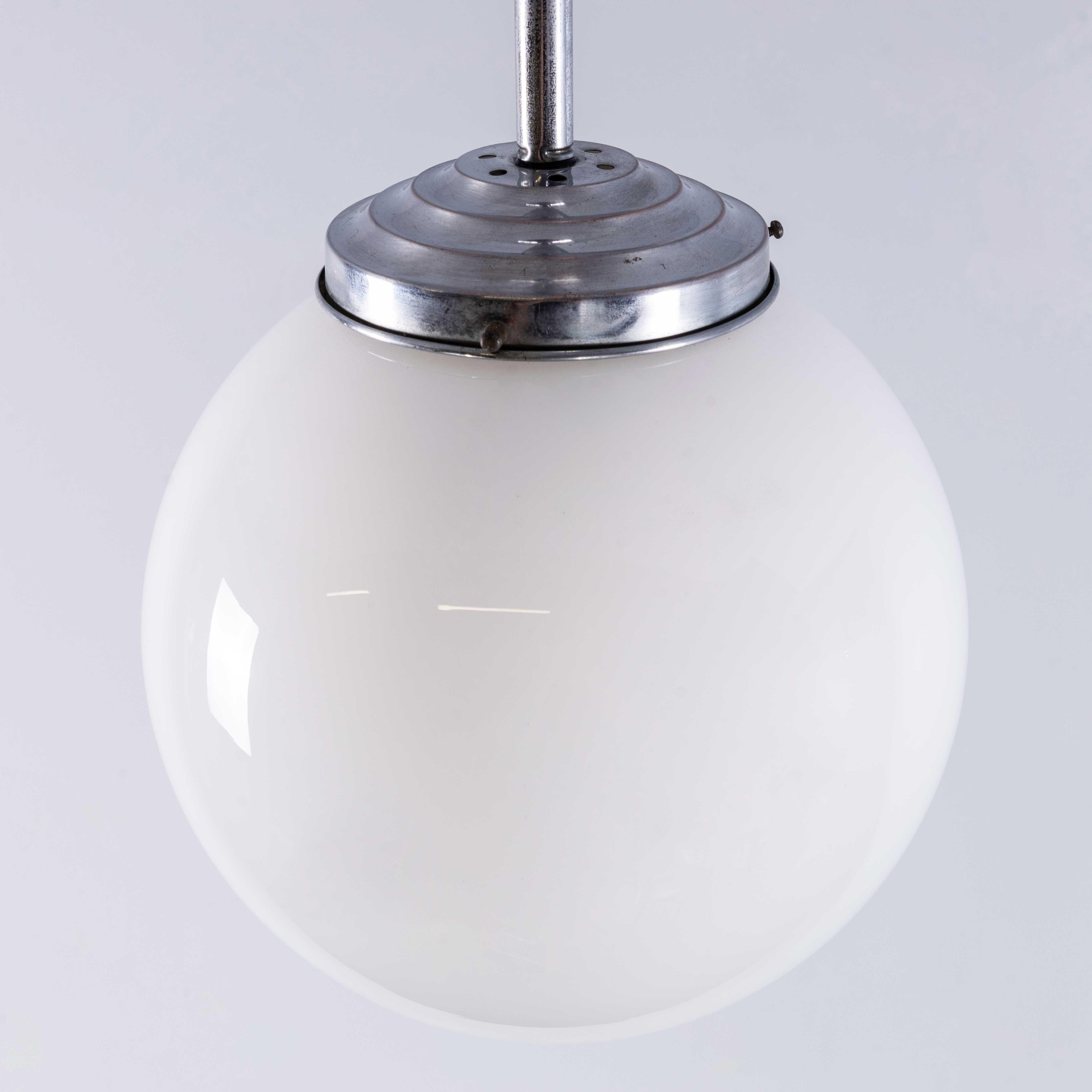 Mid-20th Century 1950's Original French Tabac Opal Glass Pendant Lamp - Single (958.12) For Sale