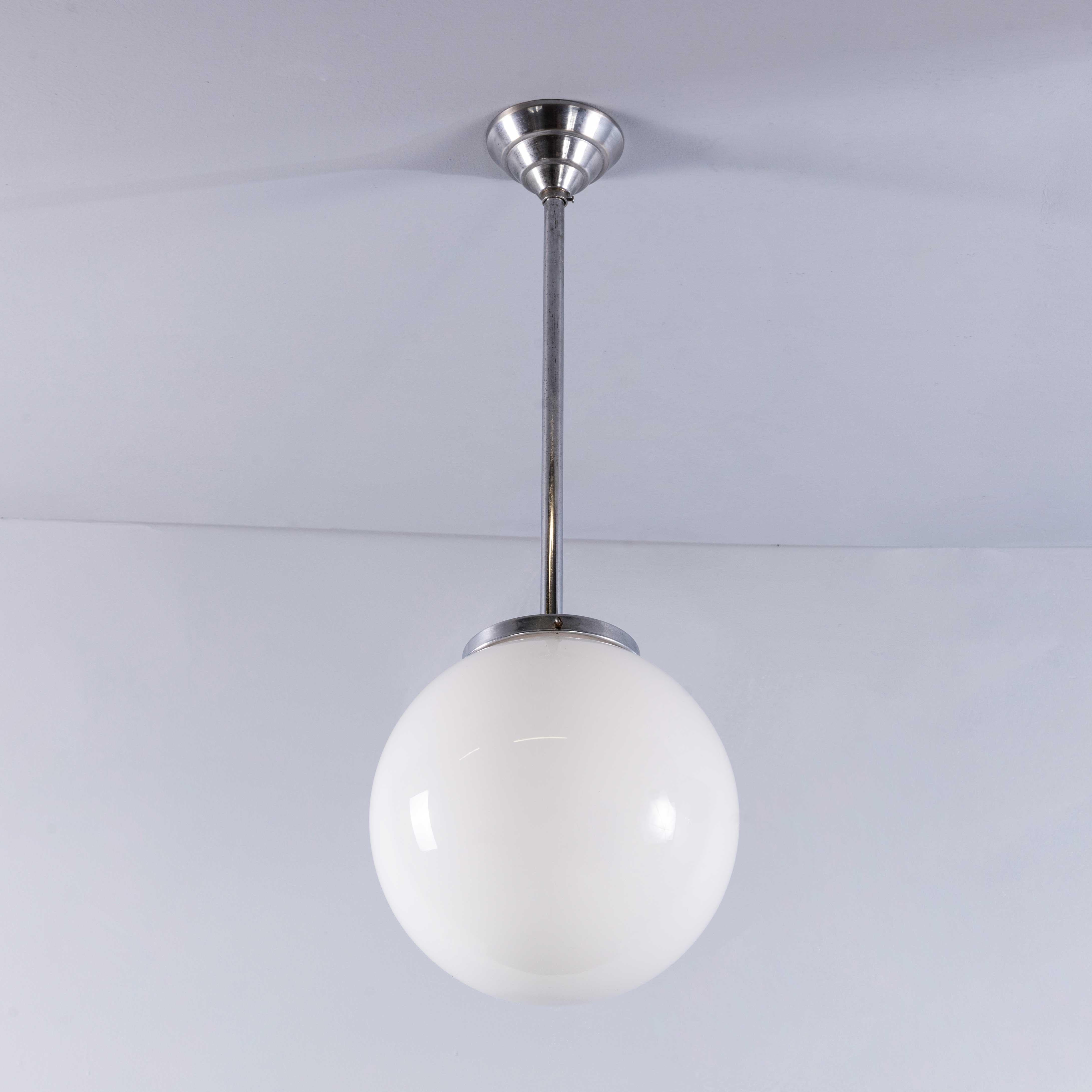 Mid-20th Century 1950's Original French Tabac Opal Glass Pendant Lamp - Single (958.13) For Sale