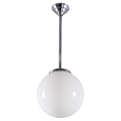 Lampe suspendue française d'origine en verre opale Tabac des années 1950 - Single (958.13)