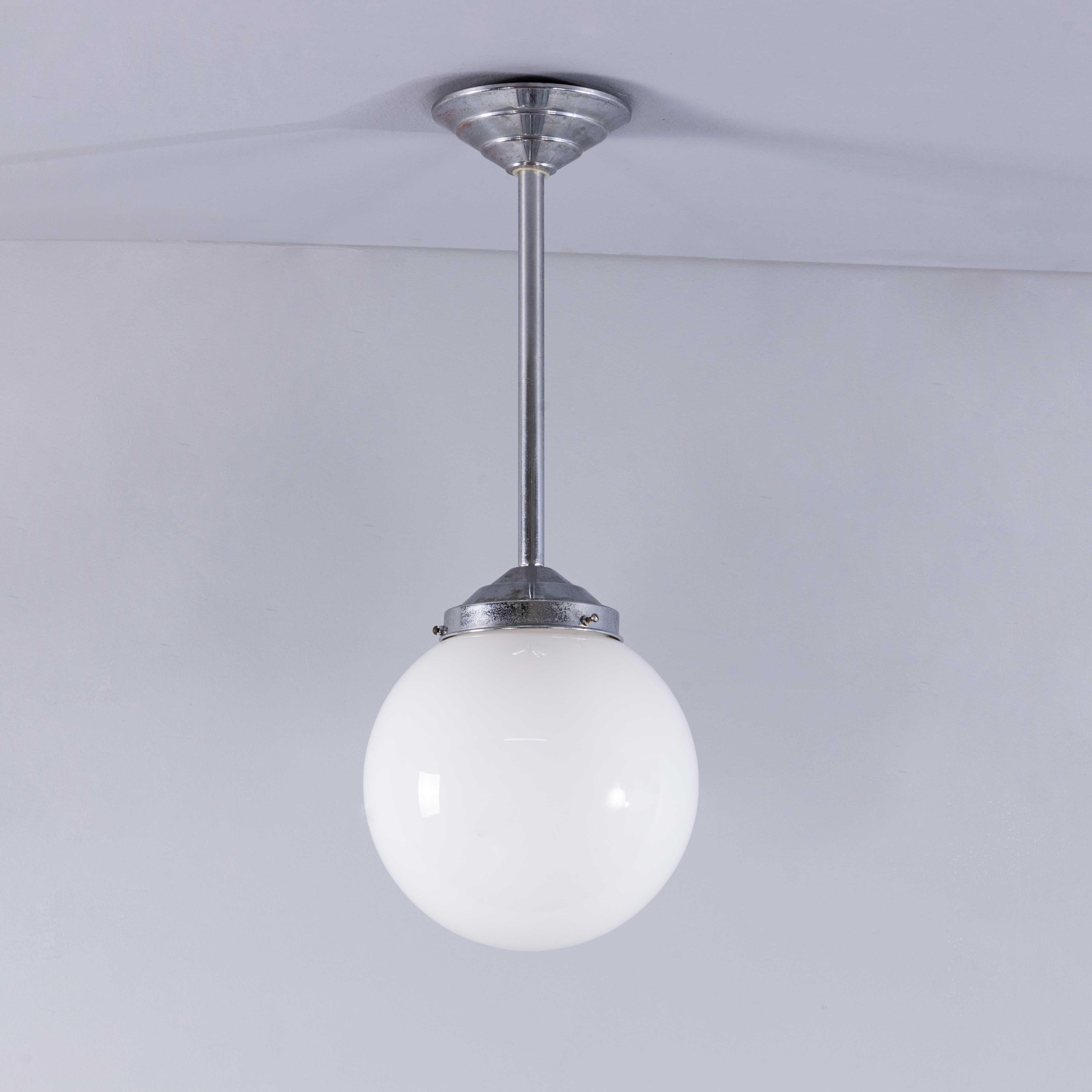 Mid-20th Century 1950's Original French Tabac Opal Glass Pendant Lamp - Single (958.4) For Sale