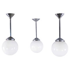 1950's Original French Tabac Opal Glass Pendant Lamp - Single (958.4)