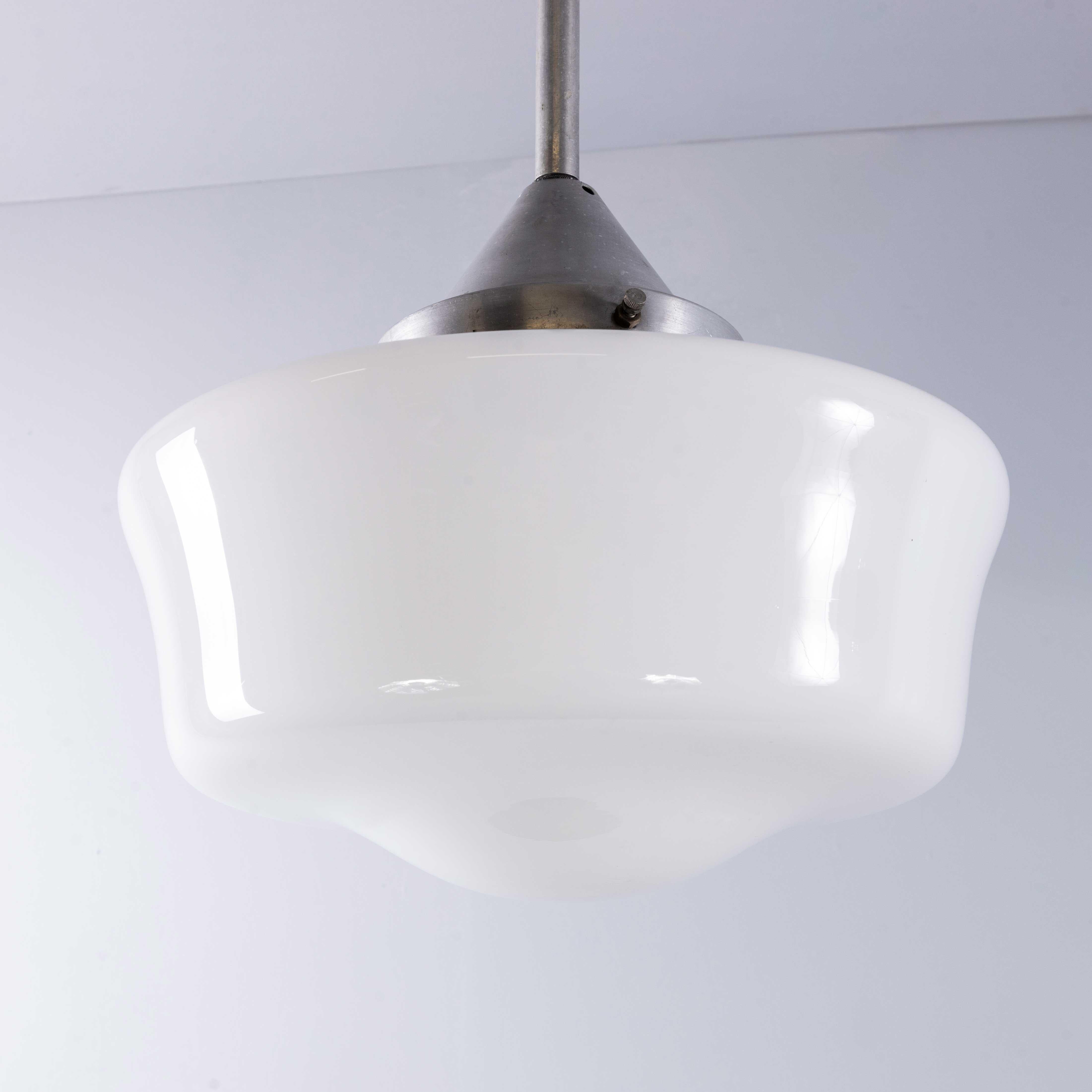 1950's Original French Tabac Opal Glass Pendant Lamp - Single (958.7) For Sale 2