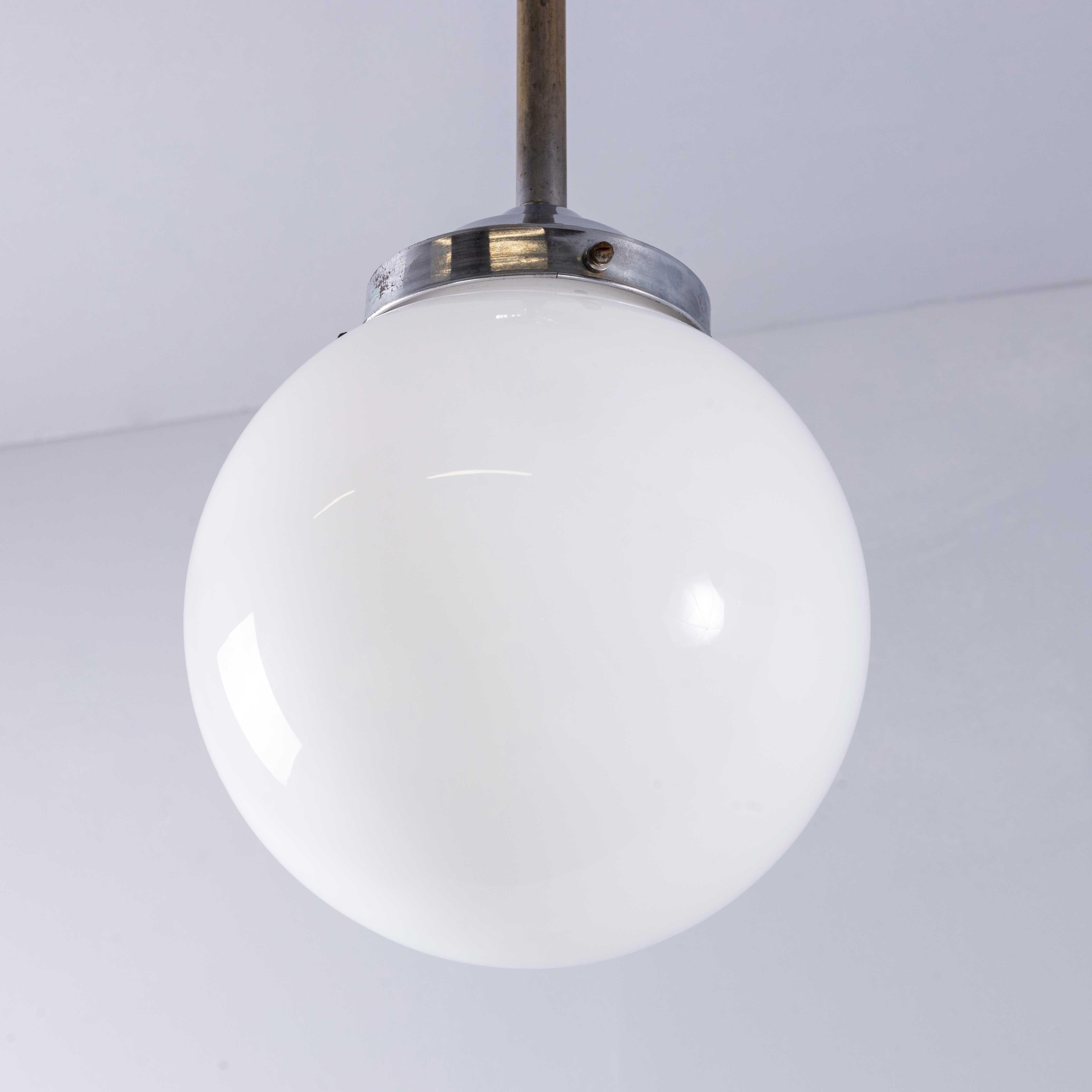 Mid-20th Century 1950's Original French Tabac Opal Glass Pendant Lamp - Single (958.9) For Sale