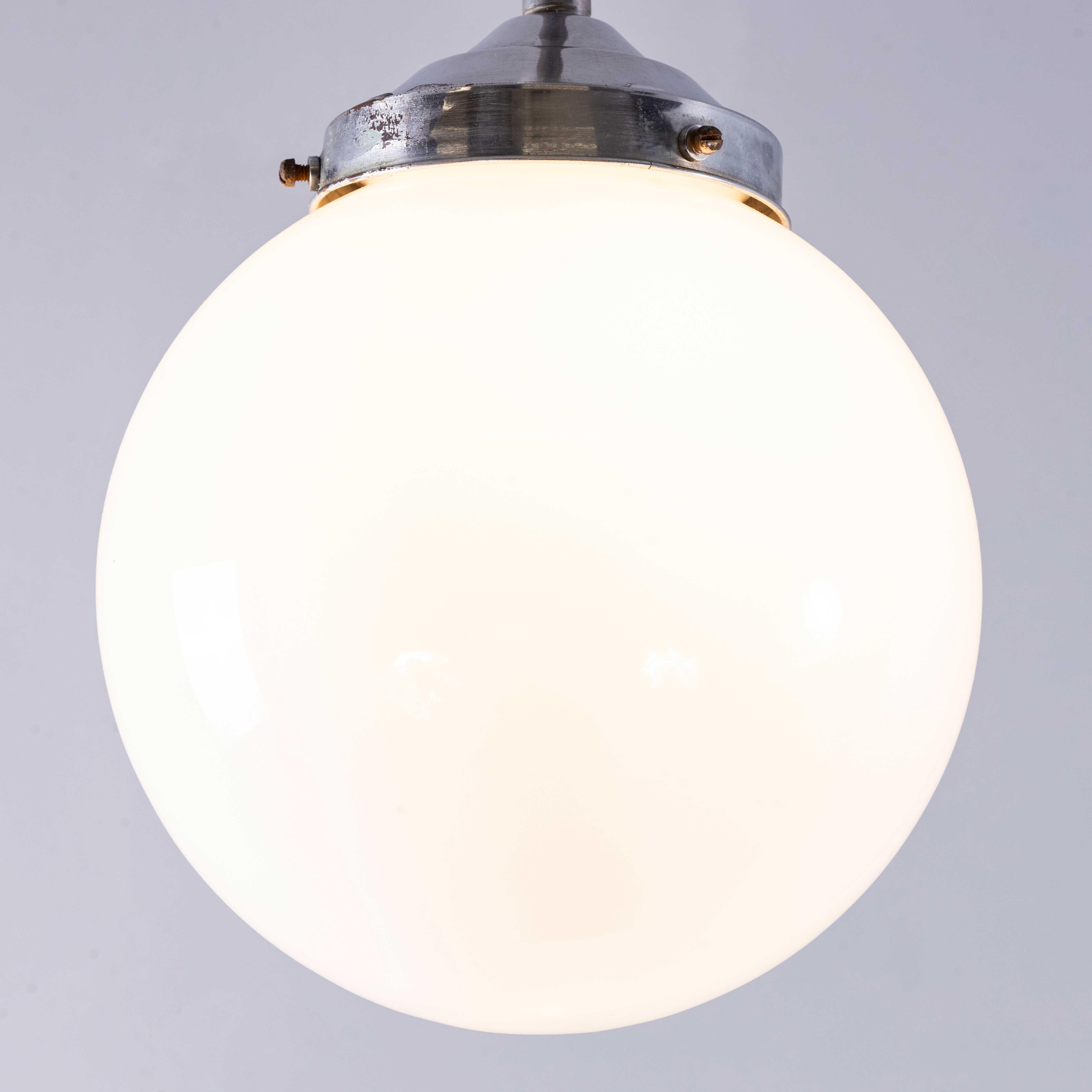 1950's Original French Tabac Opal Glass Pendant Lamp - Single (958.9) For Sale 3