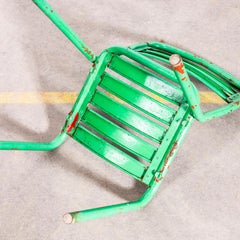 1950's Original French Tolix Bright Green T2 Dining Chair - Set Of Six