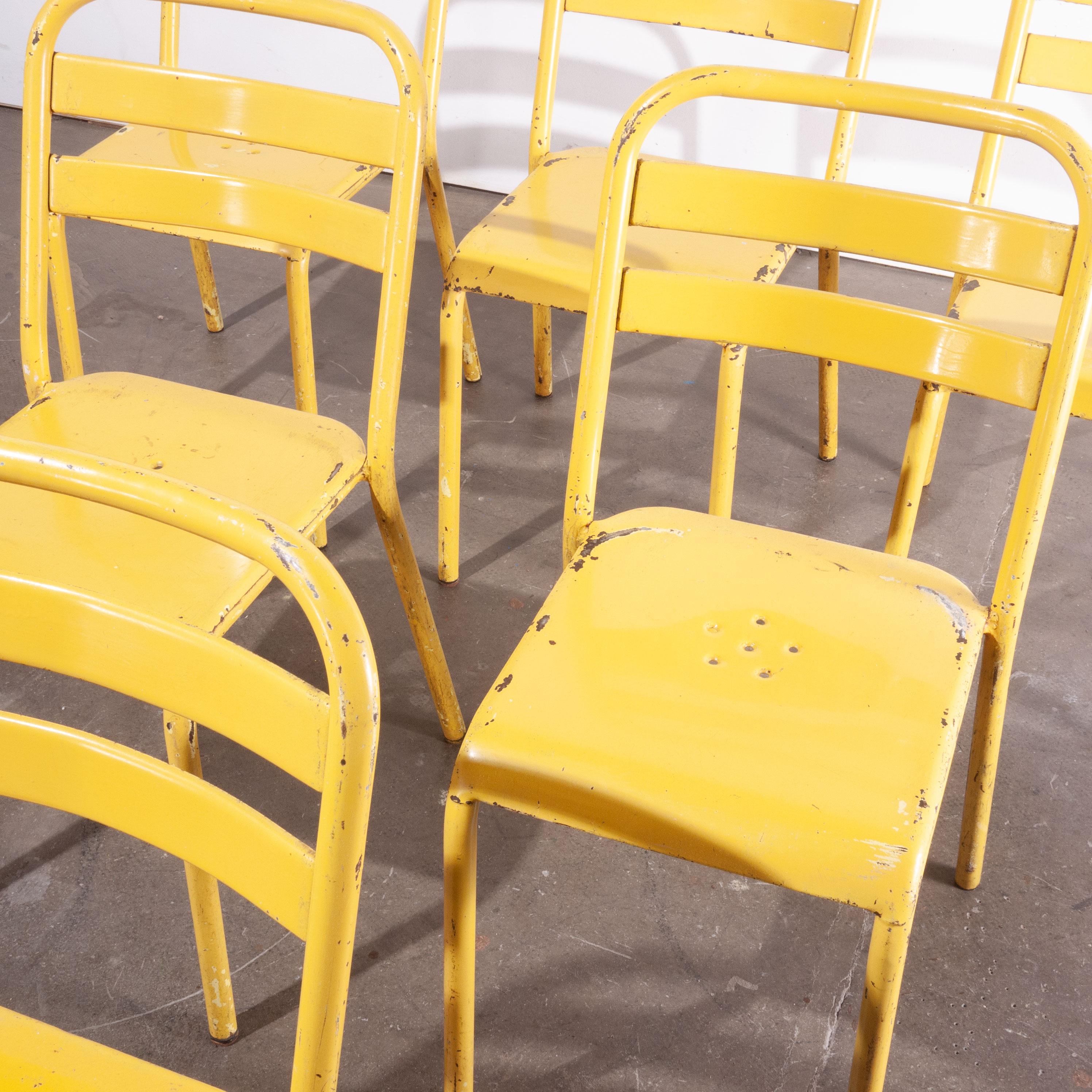 1950s Original French Tolix Metal Café Dining Chairs, Set of Six 2