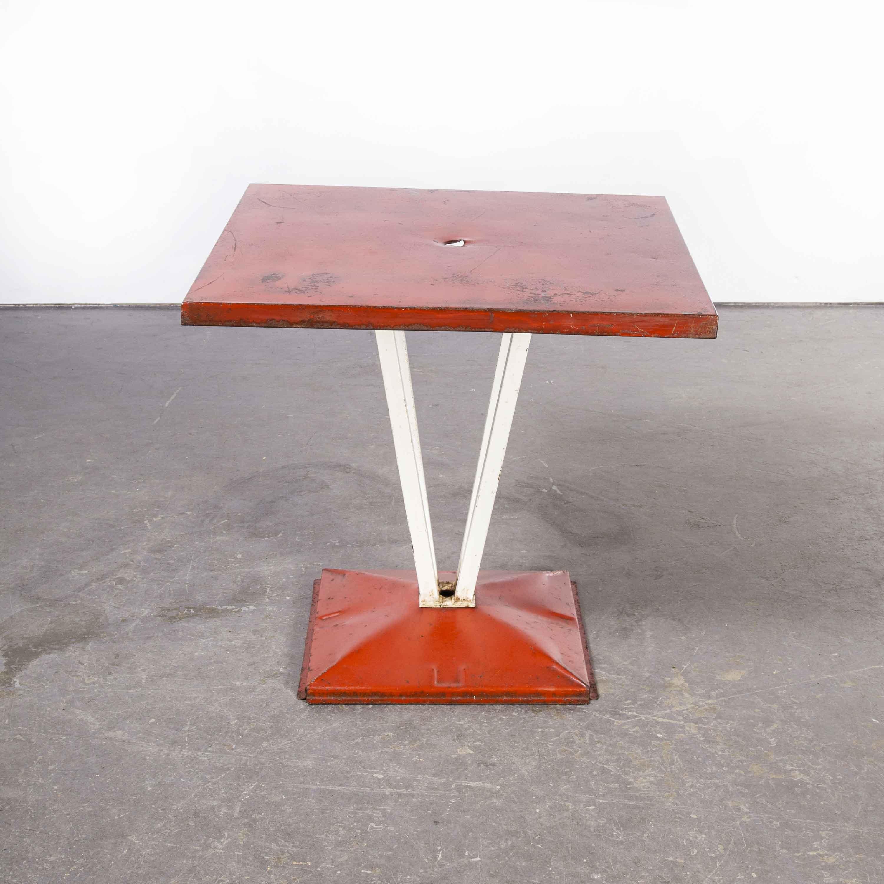 Mid-20th Century 1950's Original French Tolix Outdoor Dining Table, Four Column Base For Sale