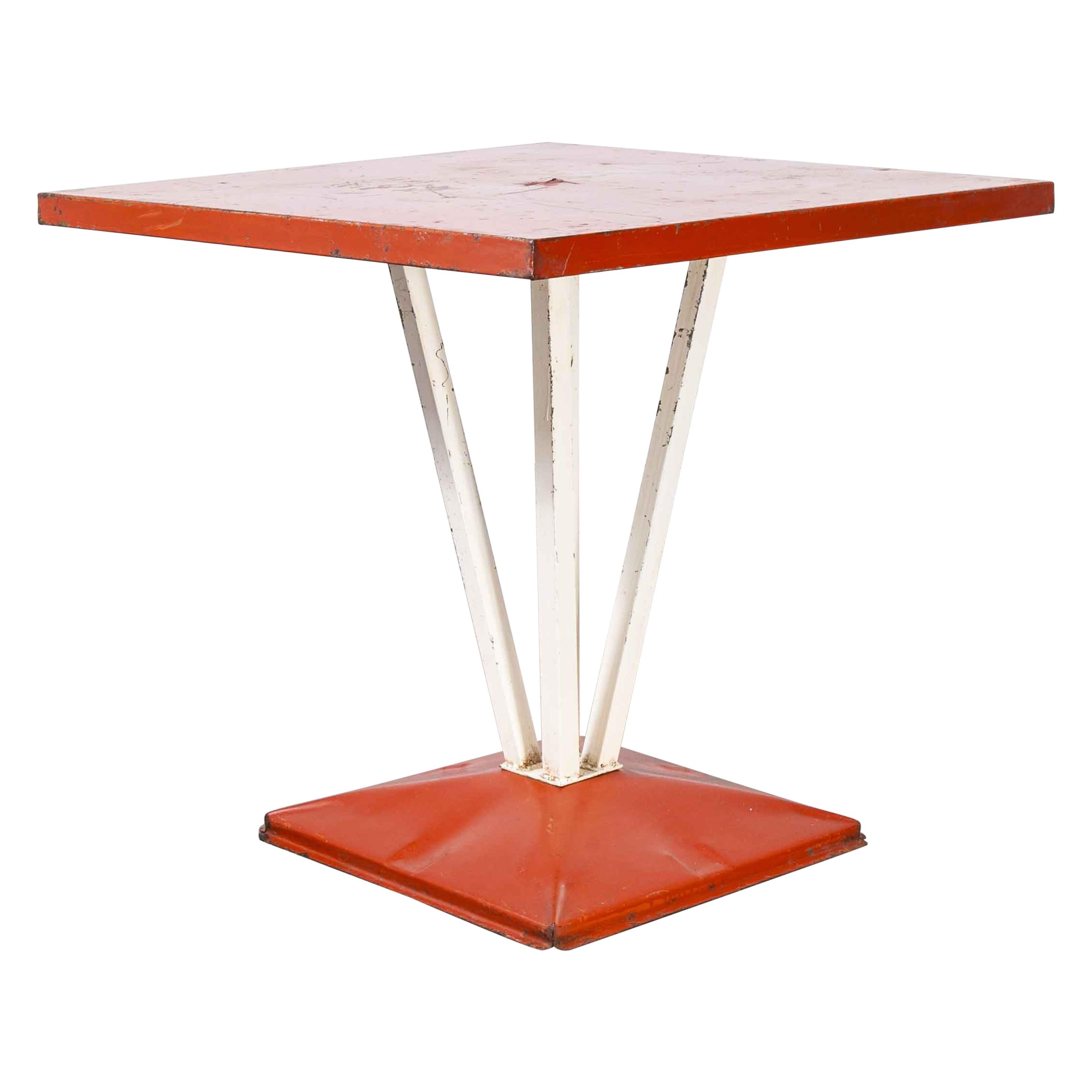 1950's Original French Tolix Outdoor Table, Four Column Base 'Model 1116.1'