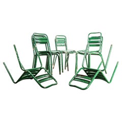1950's Original French Tolix T2 Green Dining Chairs