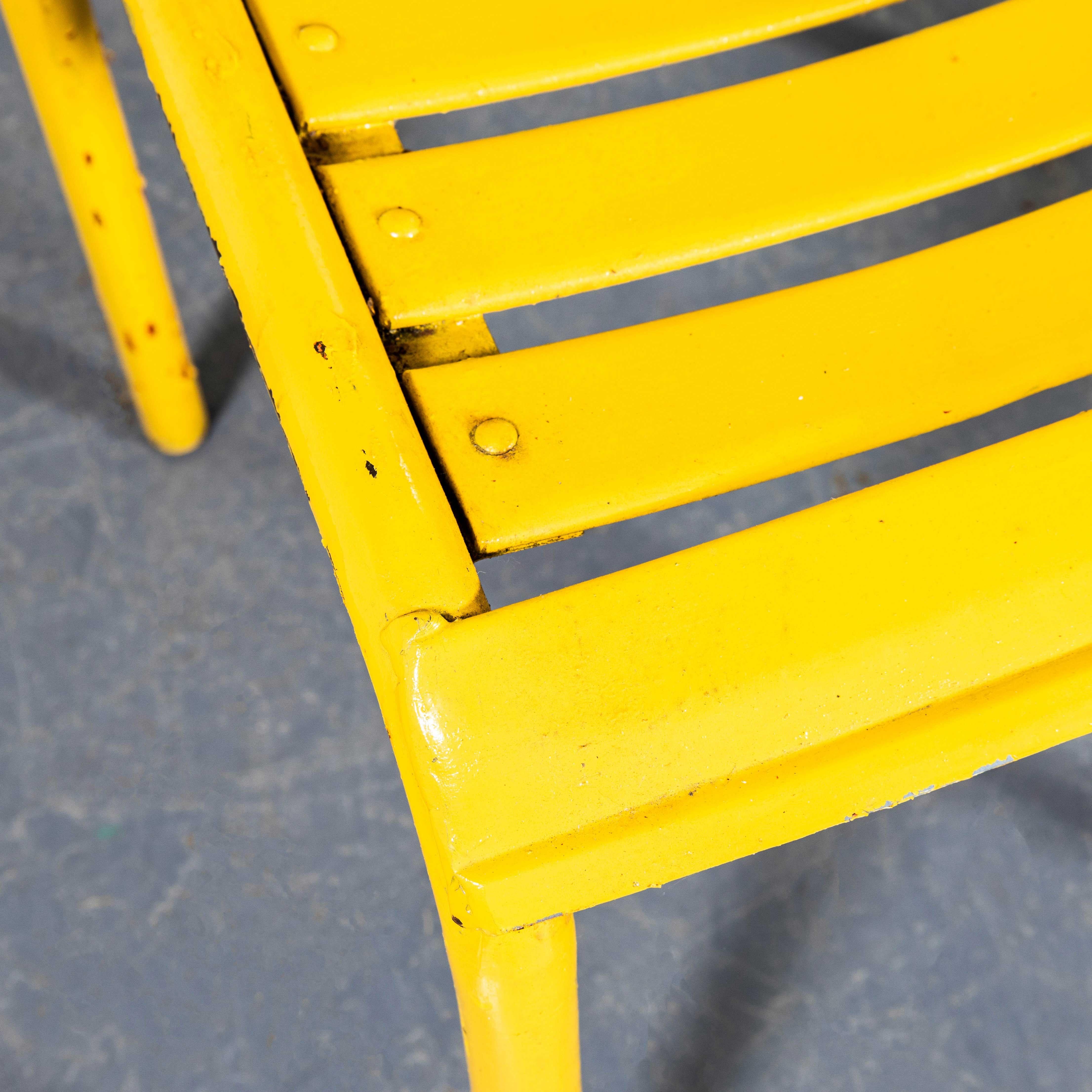 Mid-20th Century 1950’s Original French Tolix T37 Outdoor Dining Chairs – Pair Yellow For Sale