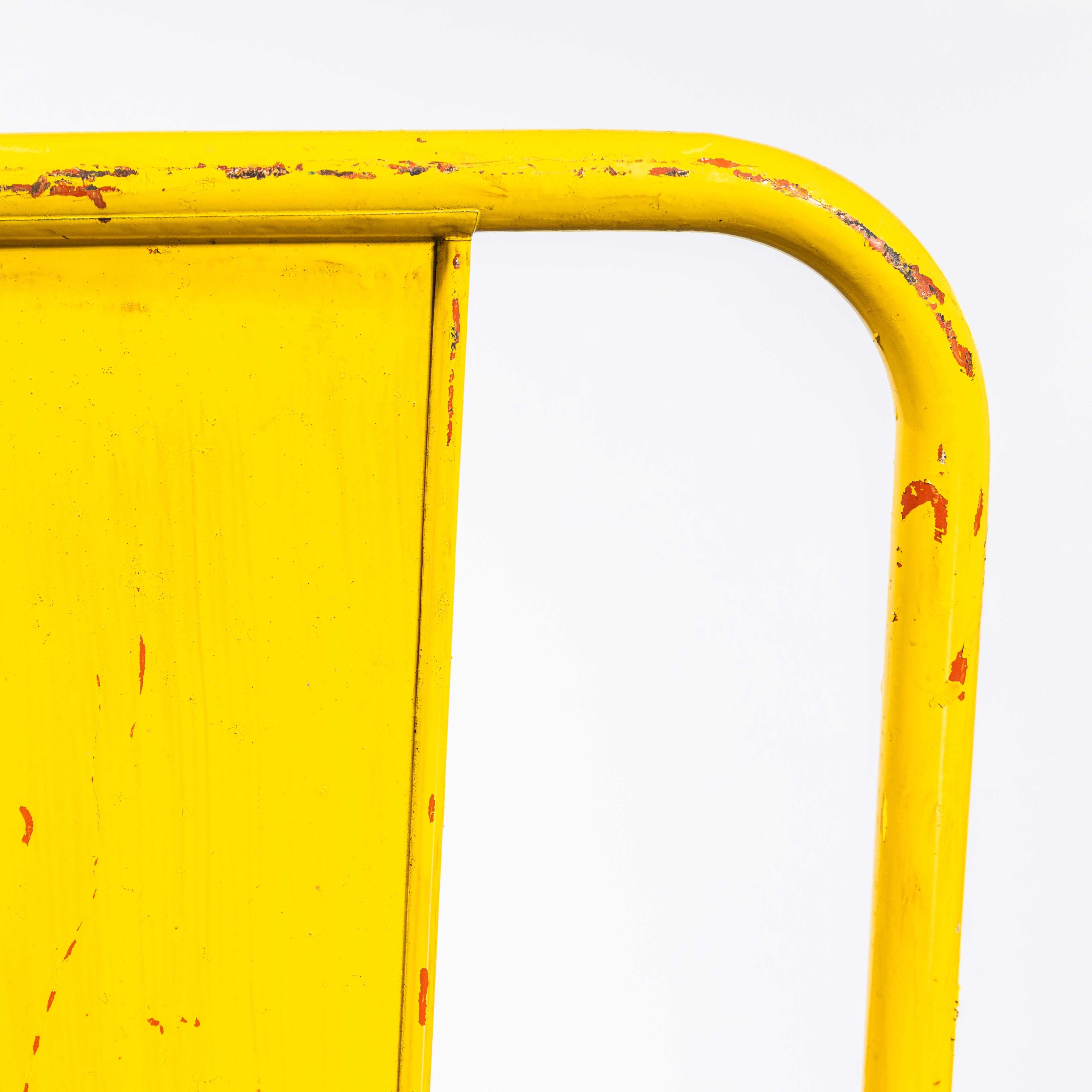 1950’s Original French Tolix T37 Outdoor Dining Chairs – Pair Yellow For Sale 2