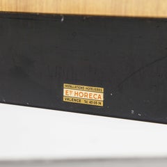 1950s Original French Tolix T55 Rectangular Café, Kitchen, Wood Effect Top 1