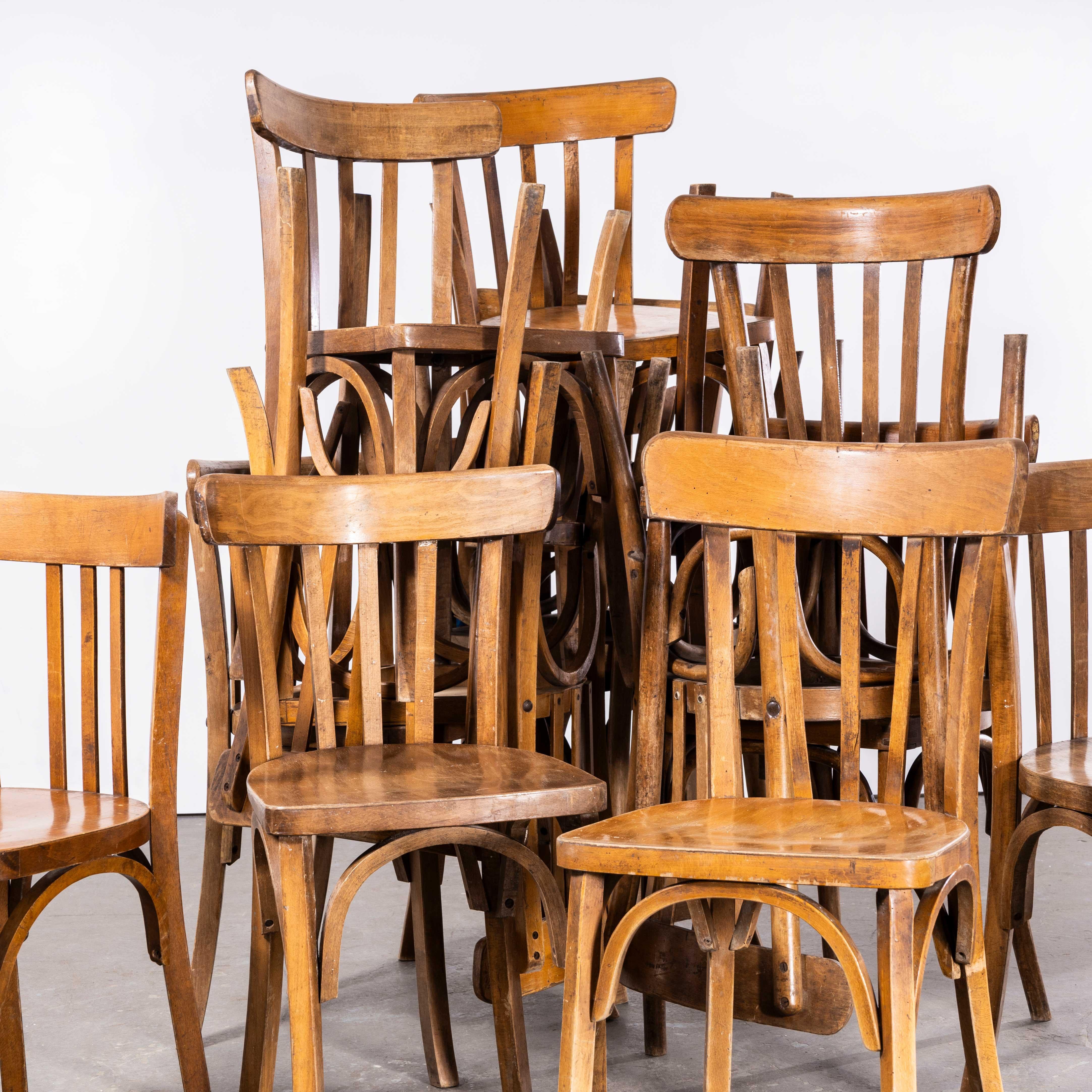 1950’s Original French Warm Honey Café Dining Chairs - Mixed Selection - Good Qu In Good Condition In Hook, Hampshire