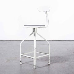 1950's Original French White Nicolle Industrial Swivel Chair