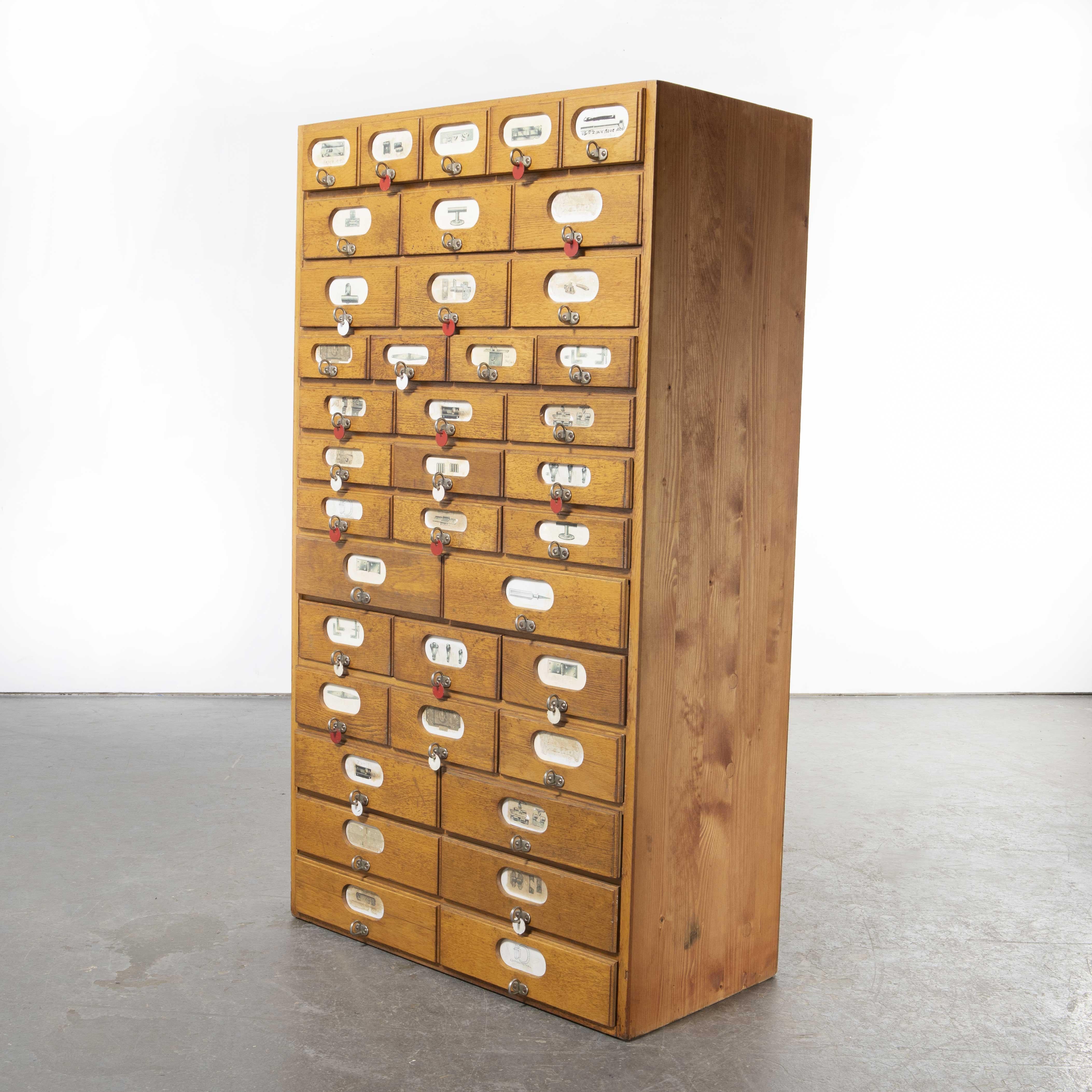 1950's Original German Oak Stockroom Bank of Drawers '1292.2' For Sale 3