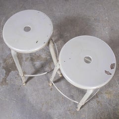 1950's Original Industrial Nicolle Stacking Stools, Pair