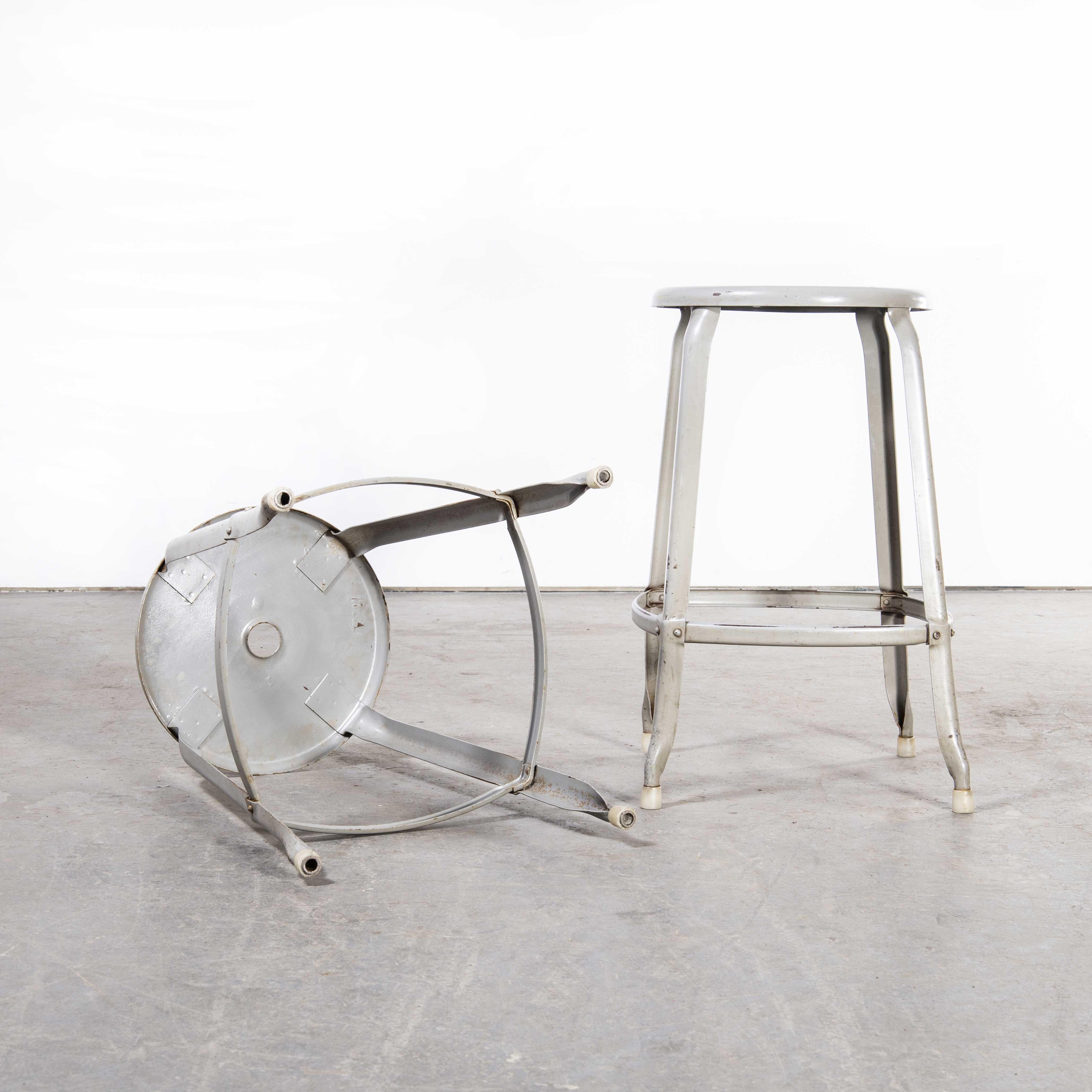 1950's Original Industrial Nicolle Stacking Stools, Pair In Good Condition For Sale In Hook, Hampshire