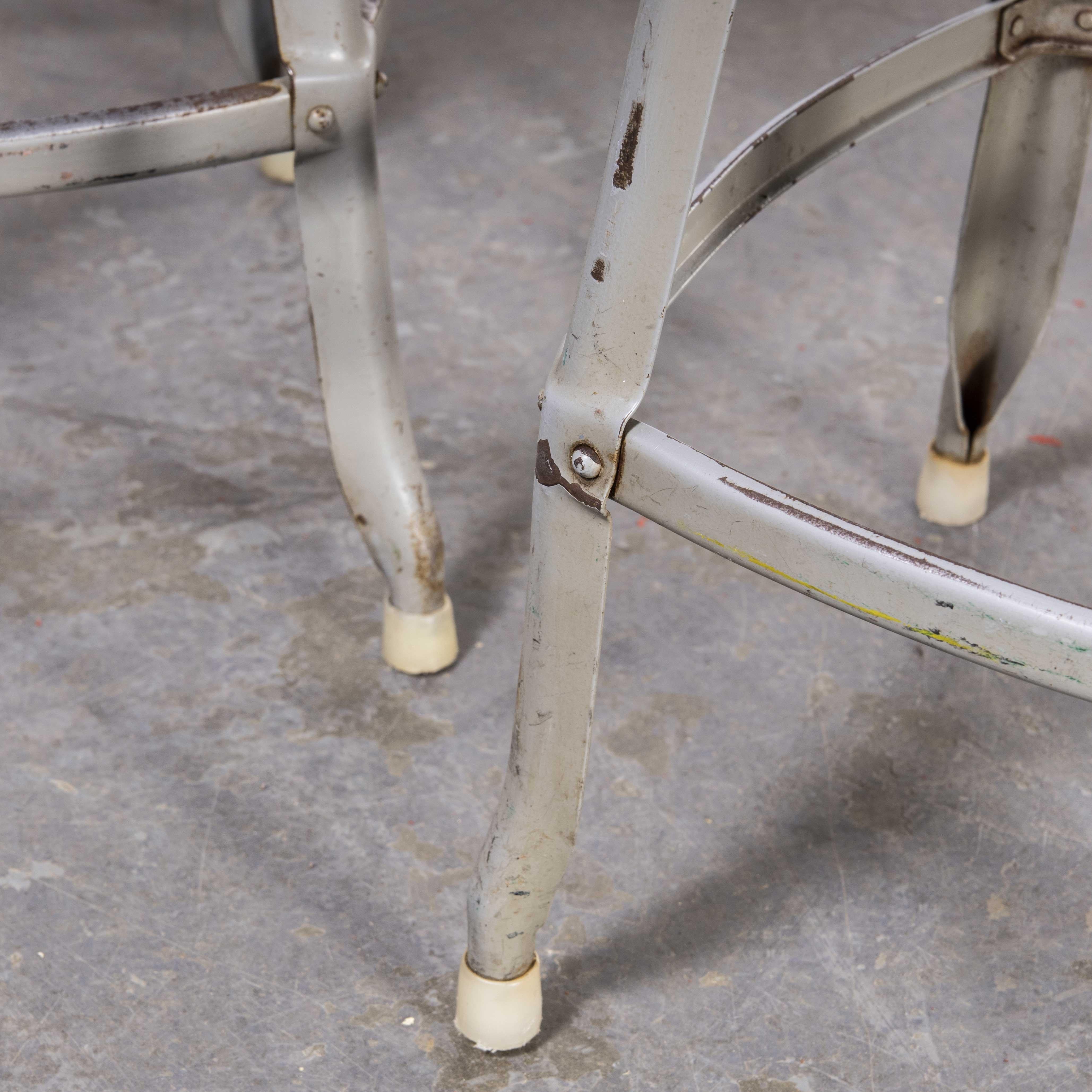 Mid-20th Century 1950's Original Industrial Nicolle Stacking Stools, Pair For Sale
