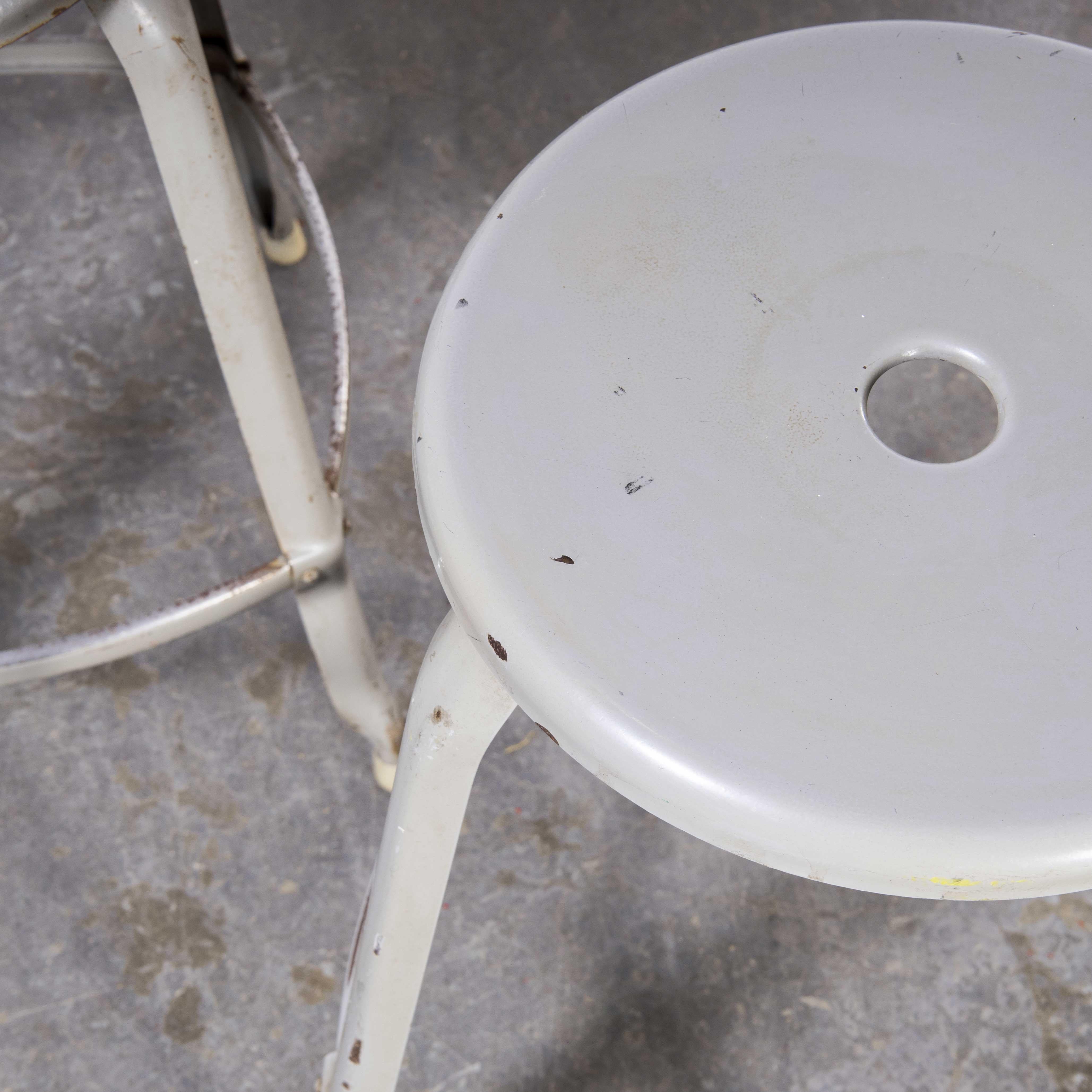 Metal 1950's Original Industrial Nicolle Stacking Stools, Pair For Sale
