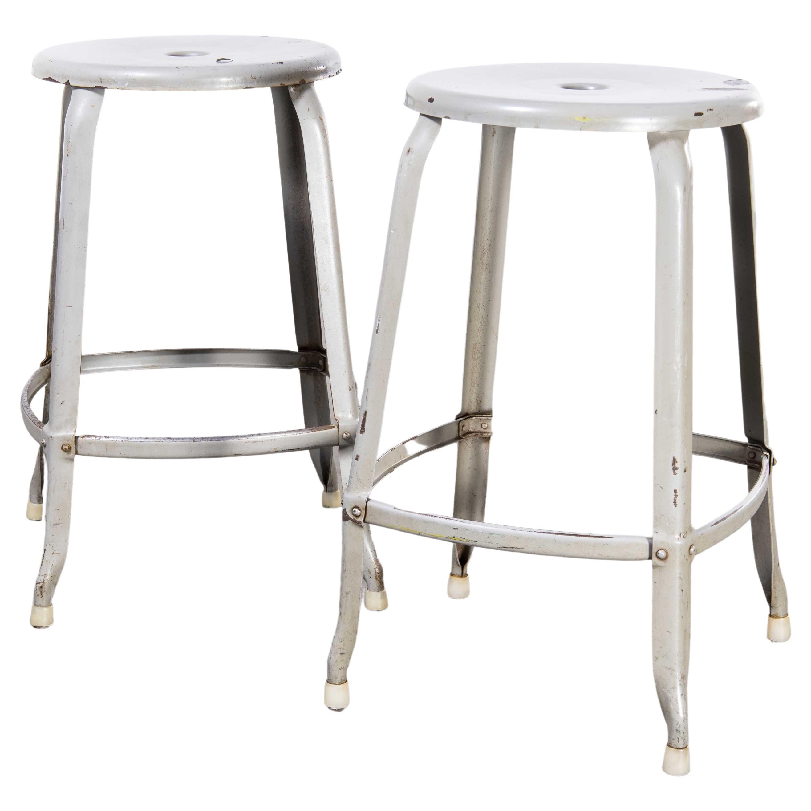 1950's Original Industrial Nicolle Stacking Stools, Pair For Sale