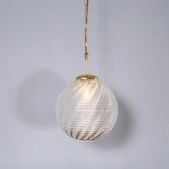 1950’s Original Large Crystal Wave Pendant Globe Lamps - 40cm