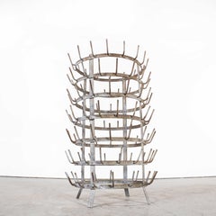1950's Original Large French Bottle Drying Rack, 'Model 1400.14'