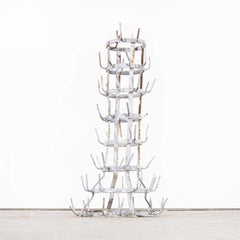 1950's Original Large French Bottle Drying Rack, 'Model 1400.15'
