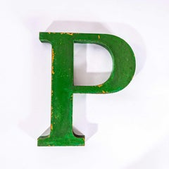 1950’s Original Large French Metal Shop Signage Letters – Bottle Green P
