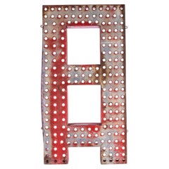 1950’s Original Large French Metal Shop Signage Letters – Perforated Red Special
