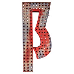 1950’s Original Large French Metal Shop Signage Letters – Perforated Red Special