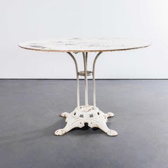1950's Original Large French Round Outdoor Table - White