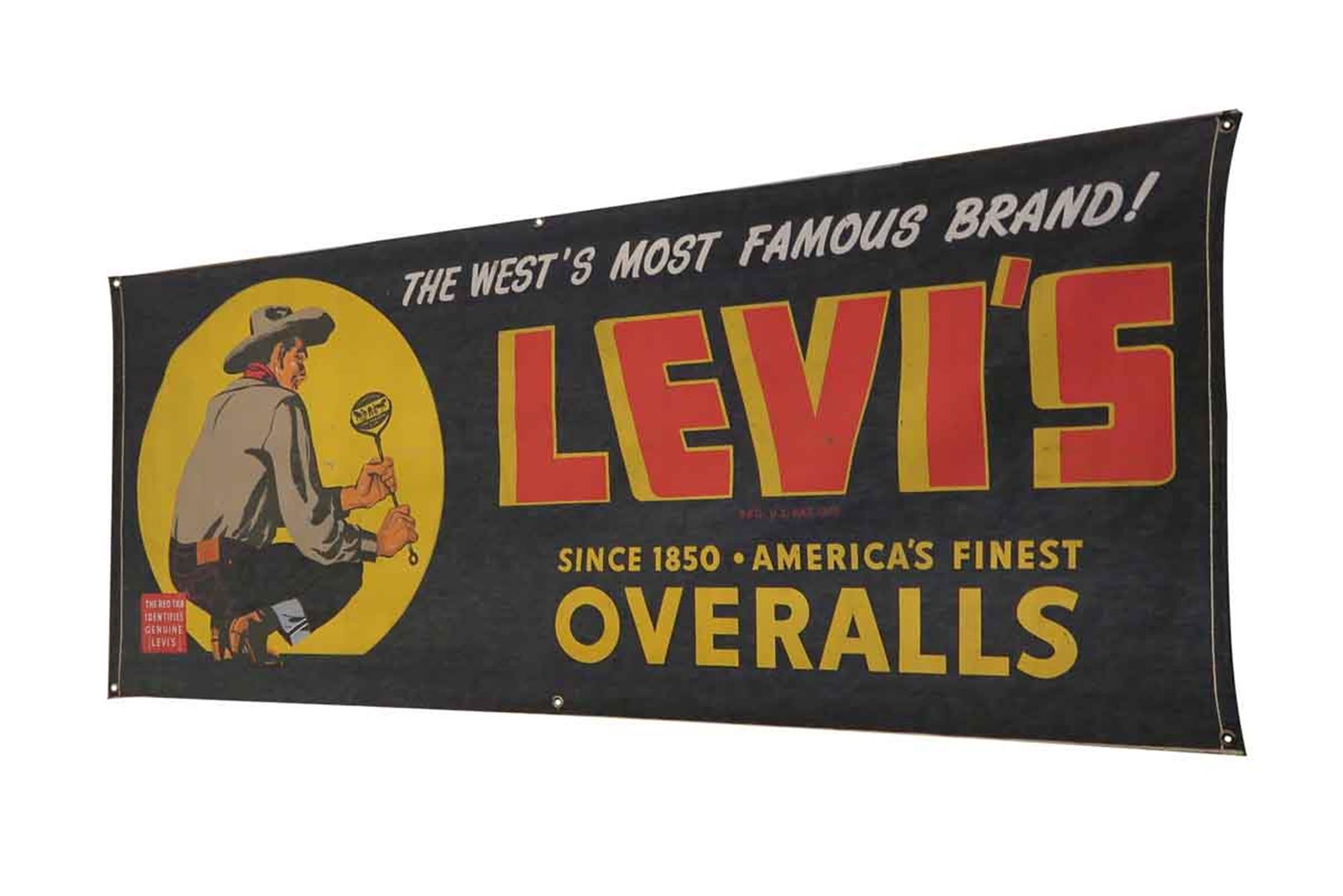 1950s Original Levis Denim Sign Advertisement with Rare