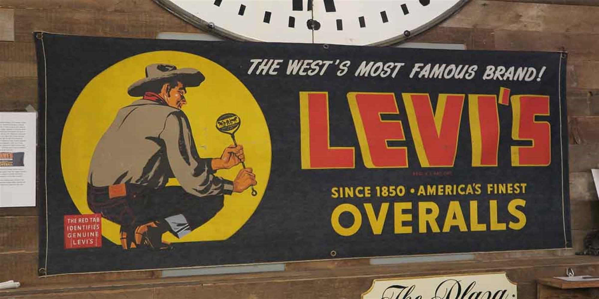 Américain Affiche publicitaire originale de Levis Denim des années 1950 avec image rare