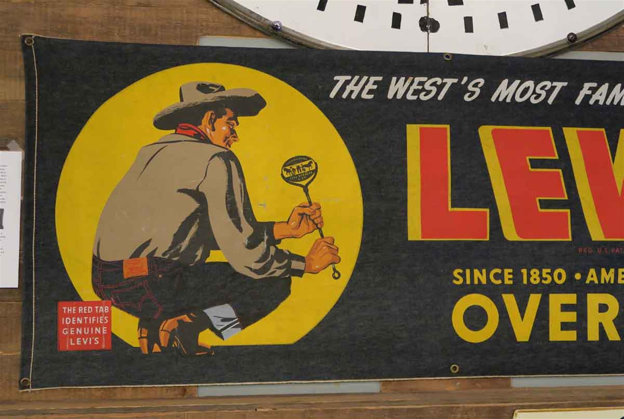 Affiche publicitaire originale de Levis Denim des années 1950 avec image rare Bon état à New York, NY