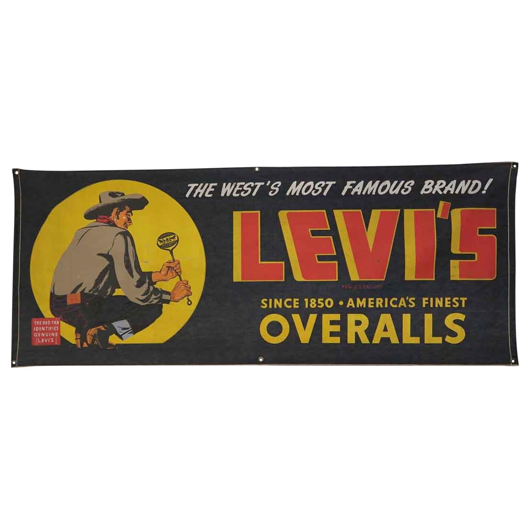 Affiche publicitaire originale de Levis Denim des années 1950 avec image rare