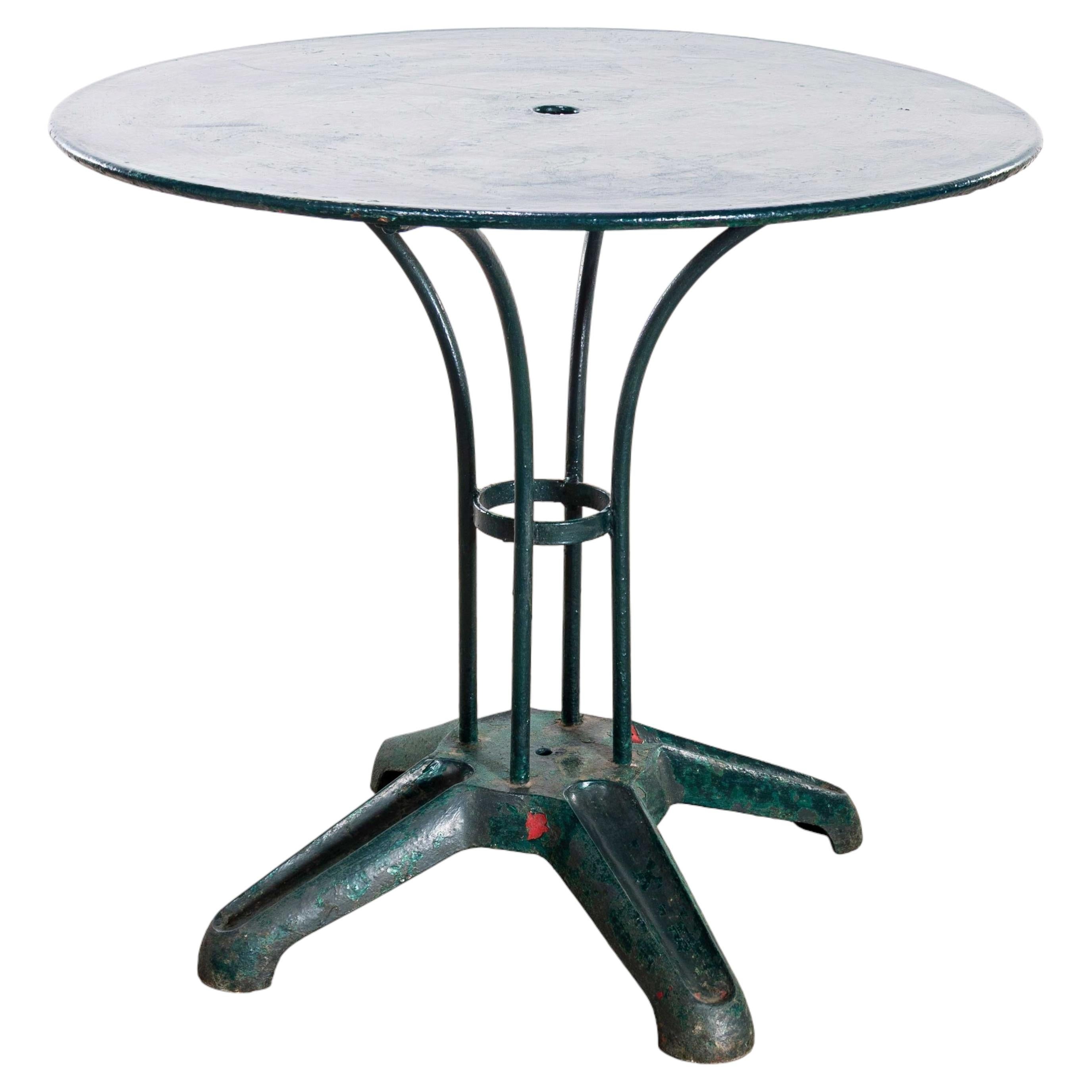 1950's Original Medium French Round Outdoor Table - Dark Turquoise