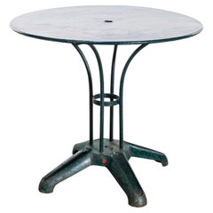 1950's Original Medium French Round Outdoor Table - Dark Turquoise