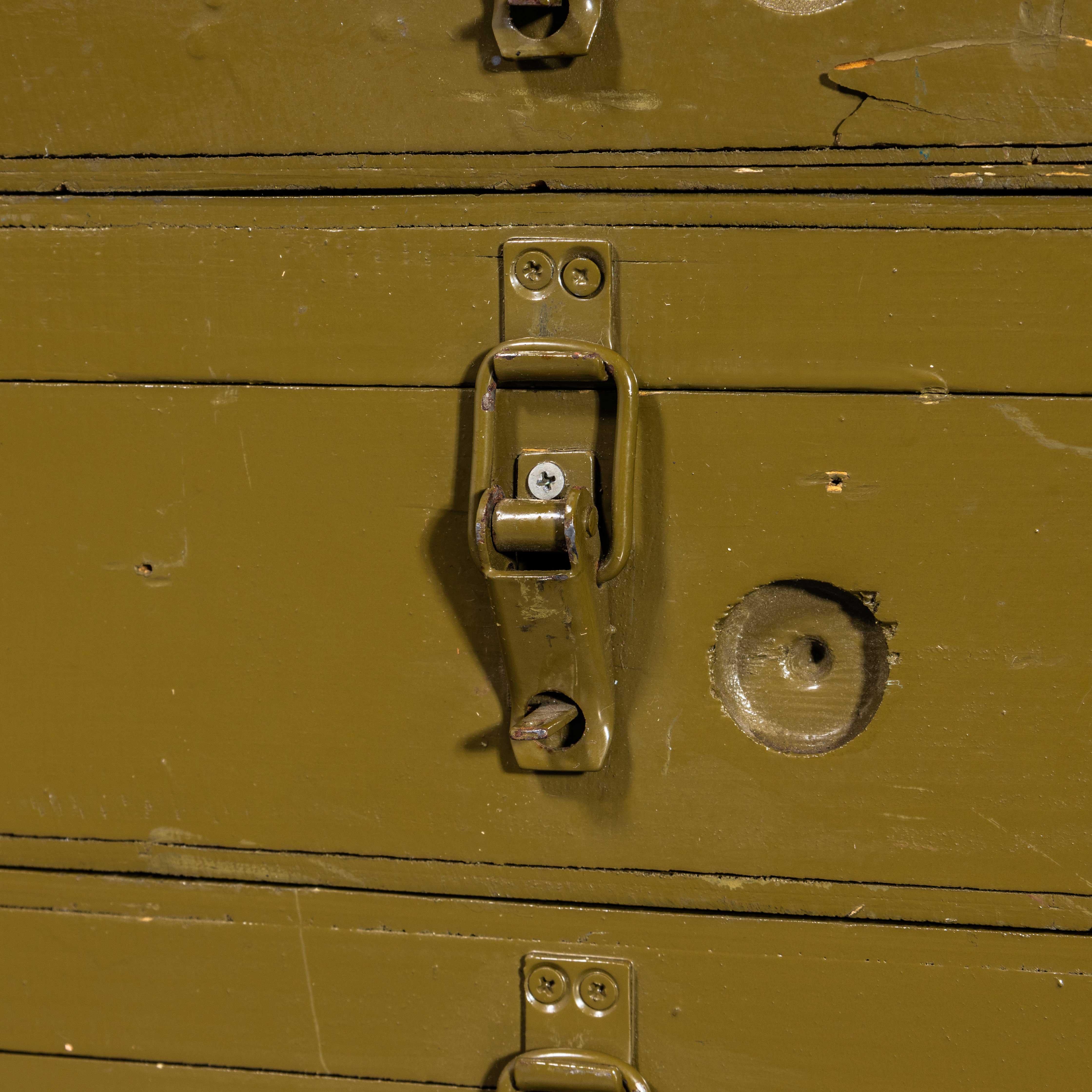 Mid-20th Century 1950's Original Military Storage Boxes - Set Of Five Khaki For Sale