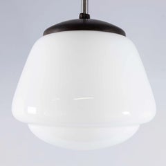 1950's Original Mouth Blown Splayed Button Opaline Pendant Lamp - 25cm