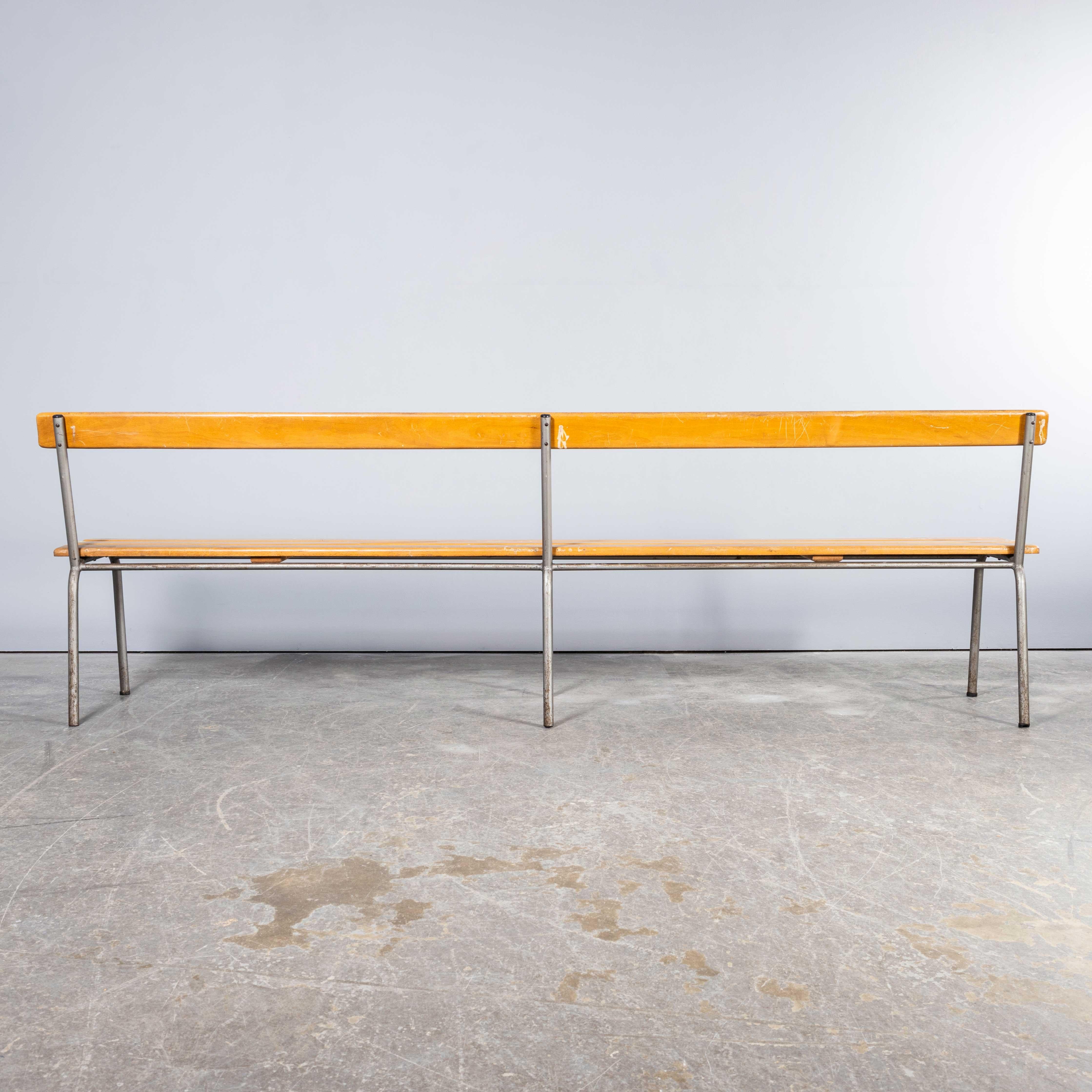 1950's Original Mullca Long Bench With Back - 2.5 Metre - Large Quantity Availab For Sale 5