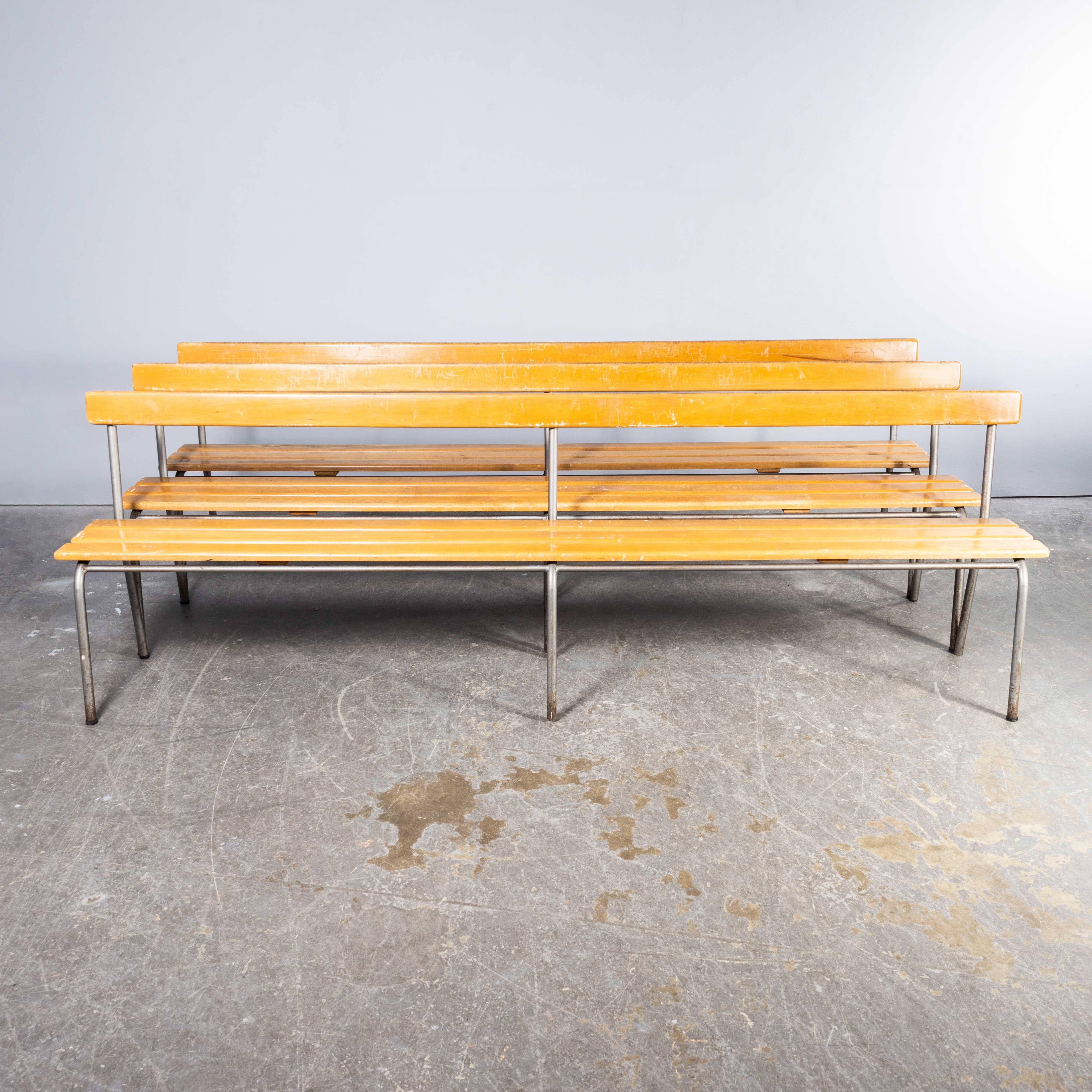 1950's Original Mullca Long Bench With Back - 2.5 Metre - Large Quantity Availab For Sale 10
