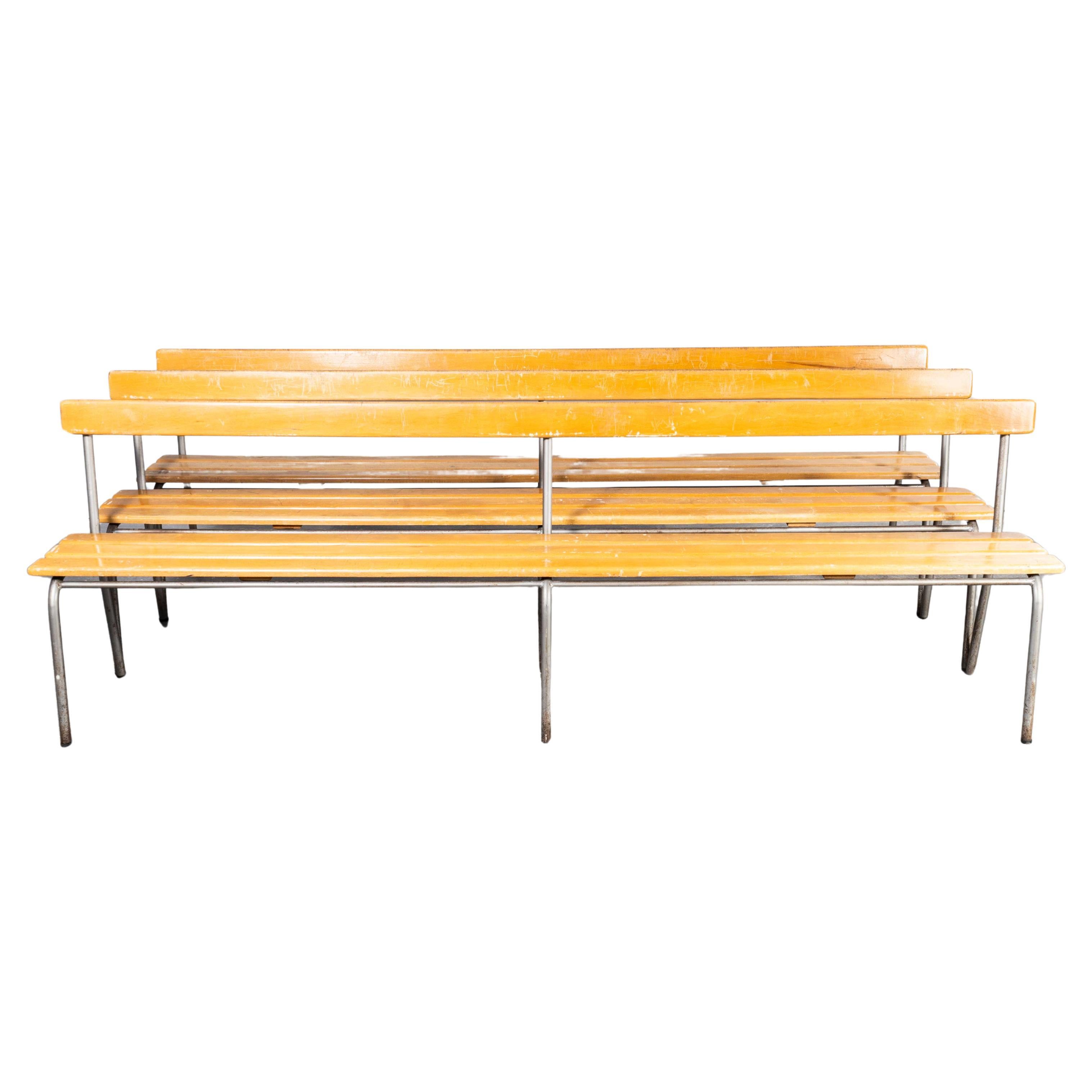 1950's Original Mullca Long Bench With Back - 2.5 Metre - Large Quantity Availab For Sale