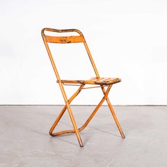 1950's Original Orange Tolix Folding Metall Outdoor-Stühle - Set von vier