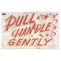 Retro 1950s Original Pull Handle Gently Fairground Sign